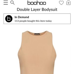 NWT Boohoo double layer slinky bodysuit camel